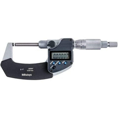 Mitutoyo - 0 to 1" Range, 0.00005" Resolution, Non-Rotating Throat Electronic Outside Micrometer - 0.00015" Accuracy, Ratchet Stop Thimble, Carbide-Tipped Face, SR44 Battery - Industrial Tool & Supply