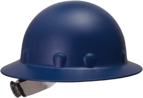 Fibre-Metal - ANSI Type I, Class G Rated, 8-Point, Ratchet Adjustment Hard Hat - Size 6-1/2 to 8, Blue, Full Brim - Industrial Tool & Supply