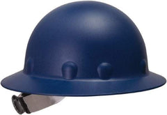 Fibre-Metal - ANSI Type I, Class G Rated, 8-Point, Ratchet Adjustment Hard Hat - Size 6-1/2 to 8, Blue, Full Brim - Industrial Tool & Supply