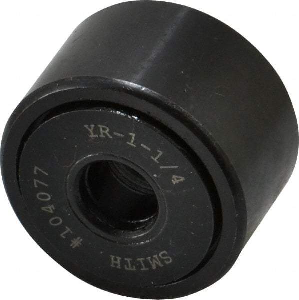 Accurate Bushing - 3/8" Bore, 1-1/4" Roller Diam x 3/4" Roller Width, Steel Yoke Cam Follower - 4,470 Lb Dynamic Load Capacity, 13/16" Overall Width - Industrial Tool & Supply