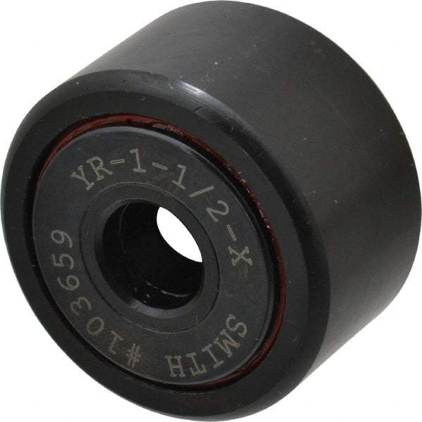 Accurate Bushing - 7/16" Bore, 1-1/2" Roller Diam x 7/8" Roller Width, Steel Yoke Cam Follower - 5,560 Lb Dynamic Load Capacity, 15/16" Overall Width - Industrial Tool & Supply