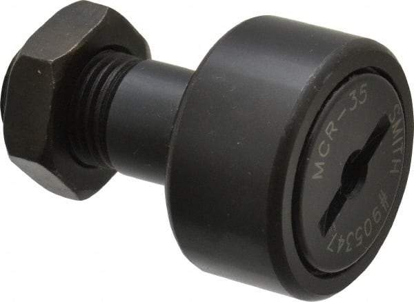 Accurate Bushing - 35mm Roller Diam x 18mm Width, 16mm Stud Diam x 32.5mm Length, Stud Cam Follower - Steel, 17mm Thread Length, M16x1.5 Thread, 52mm OAL, 12,900 N Dynamic Cap, 19,000 N Static Cap - Industrial Tool & Supply