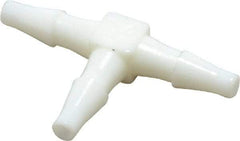 Norgren - 1/16" Barb, Nylon Single Barbed Tube Union Tee - White - Industrial Tool & Supply