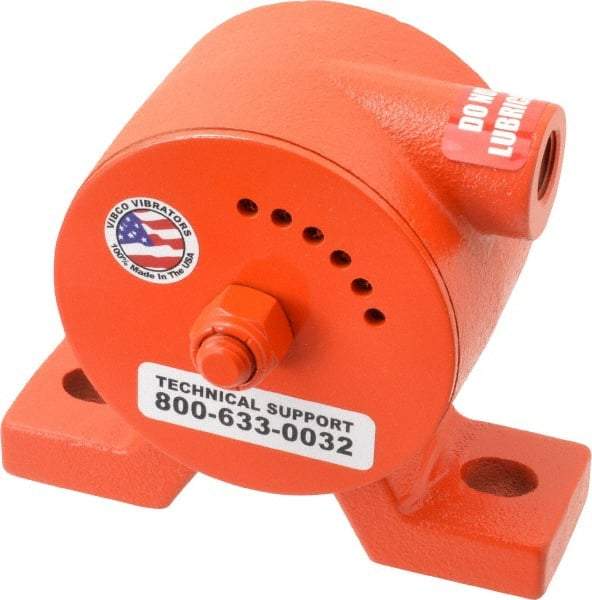 Vibco - 600 Lb. Force, 11 Cubic Feet per Minute, 6,800 RPM, 69 Decibel, Pneumatic Vibrator - 5-5/16" Long x 1-1/2" Wide x 4-5/8" High, 3/8 Port Inlet - Industrial Tool & Supply
