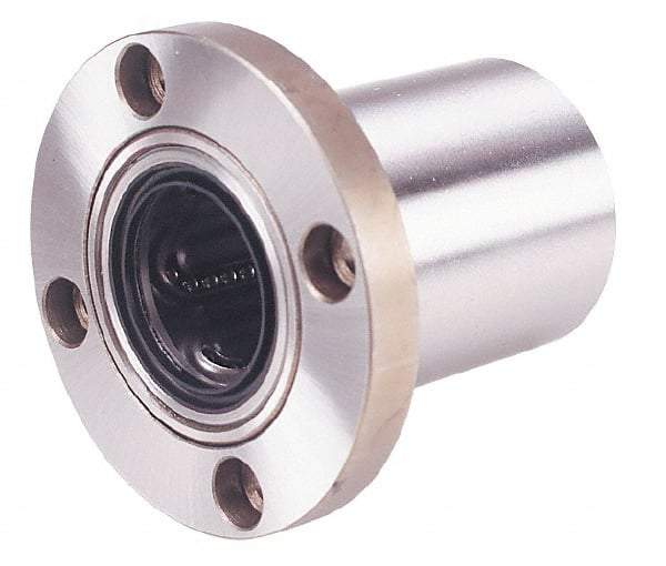 Value Collection - 1" ID, Round Flanged Double Linear Bearing - 1-9/16" OD - Industrial Tool & Supply