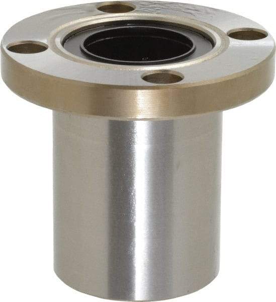 Value Collection - 1" ID, Round Flanged Single Linear Bearing - 1-9/16" OD - Industrial Tool & Supply