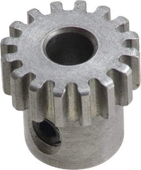 Boston Gear - 6 Pitch, 3" Pitch Diam, 18 Tooth Spur Gear - 1-1/2" Face Width, 1" Bore Diam, 2.46" Hub Diam, 14.5° Pressure Angle, Steel - Industrial Tool & Supply