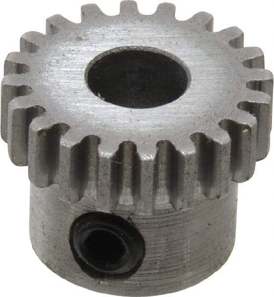 Boston Gear - 32 Pitch, 5/8" Pitch Diam, 20 Tooth Spur Gear - 0.188" Face Width, 1/4" Bore Diam, 0.52" Hub Diam, 14.5° Pressure Angle, Steel - Industrial Tool & Supply