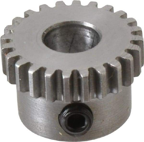 Boston Gear - 32 Pitch, 3/4" Pitch Diam, 24 Tooth Spur Gear - 0.188" Face Width, 5/16" Bore Diam, 0.64" Hub Diam, 14.5° Pressure Angle, Steel - Industrial Tool & Supply