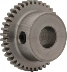 Boston Gear - 32 Pitch, 1-1/4" Pitch Diam, 40 Tooth Spur Gear - 0.188" Face Width, 3/8" Bore Diam, 0.88" Hub Diam, 14.5° Pressure Angle, Steel - Industrial Tool & Supply