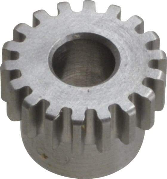 Boston Gear - 24 Pitch, 0.833" Pitch Diam, 18 Tooth Spur Gear - 1/4" Face Width, 5/16" Bore Diam, 0.7" Hub Diam, 14.5° Pressure Angle, Steel - Industrial Tool & Supply