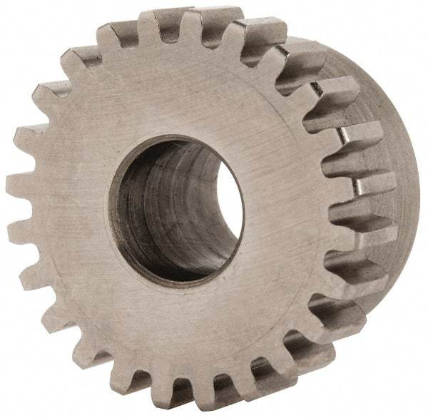 Boston Gear - 24 Pitch, 1" Pitch Diam, 24 Tooth Spur Gear - 1/4" Face Width, 3/8" Bore Diam, 0.87" Hub Diam, 14.5° Pressure Angle, Steel - Industrial Tool & Supply
