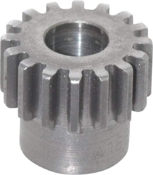Boston Gear - 20 Pitch, 0.8" Pitch Diam, 16 Tooth Spur Gear - 3/8" Face Width, 3/8" Bore Diam, 0.66" Hub Diam, 14.5° Pressure Angle, Steel - Industrial Tool & Supply