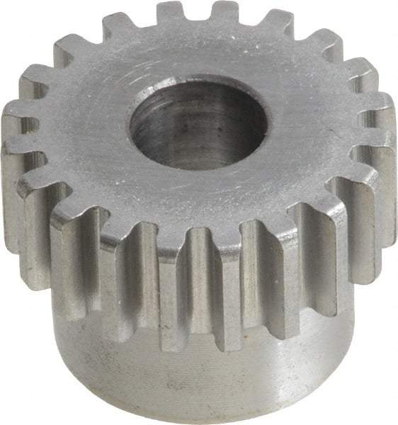 Boston Gear - 20 Pitch, 1" Pitch Diam, 20 Tooth Spur Gear - 3/8" Face Width, 3/8" Bore Diam, 0.84" Hub Diam, 14.5° Pressure Angle, Steel - Industrial Tool & Supply
