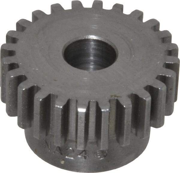 Boston Gear - 20 Pitch, 1.2" Pitch Diam, 24 Tooth Spur Gear - 3/8" Face Width, 3/8" Bore Diam, 0.92" Hub Diam, 14.5° Pressure Angle, Steel - Industrial Tool & Supply