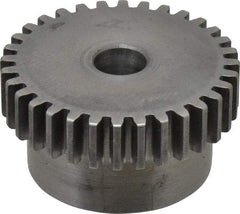 Boston Gear - 20 Pitch, 1.6" Pitch Diam, 32 Tooth Spur Gear - 3/8" Face Width, 3/8" Bore Diam, 1.32" Hub Diam, 14.5° Pressure Angle, Steel - Industrial Tool & Supply