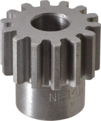 Boston Gear - 16 Pitch, 7/8" Pitch Diam, 14 Tooth Spur Gear - 1/2" Face Width, 3/8" Bore Diam, 0.69" Hub Diam, 14.5° Pressure Angle, Steel - Industrial Tool & Supply