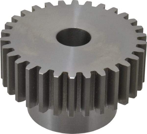 Boston Gear - 10 Pitch, 3" Pitch Diam, 30 Tooth Spur Gear - 1" Face Width, 3/4" Bore Diam, 2.02" Hub Diam, 14.5° Pressure Angle, Steel - Industrial Tool & Supply