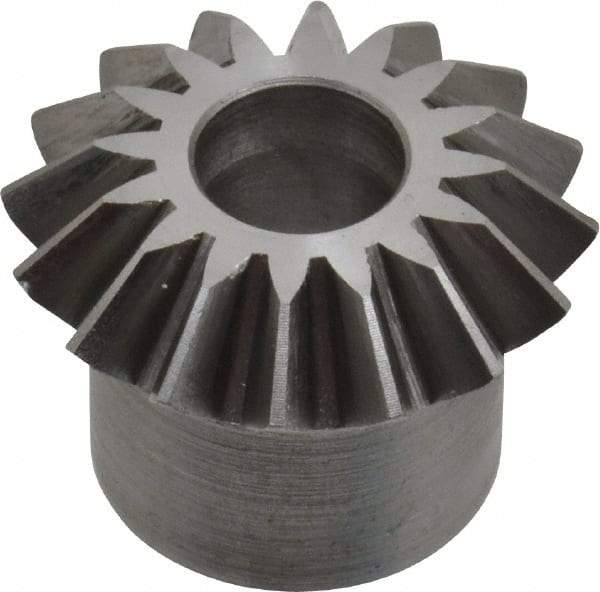 Boston Gear - 16 Pitch, 1" Pitch Diam, 16 Tooth Miter Gear - 0.23" Face Width, 3/8" Bore Diam, 3/4" Hub Diam, 20° Pressure Angle, Steel - Industrial Tool & Supply