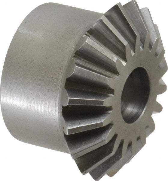Boston Gear - 12 Pitch, 1-1/2" Pitch Diam, 18 Tooth Miter Gear - 0.33" Face Width, 1/2" Bore Diam, 1-1/4" Hub Diam, 20° Pressure Angle, Steel - Industrial Tool & Supply