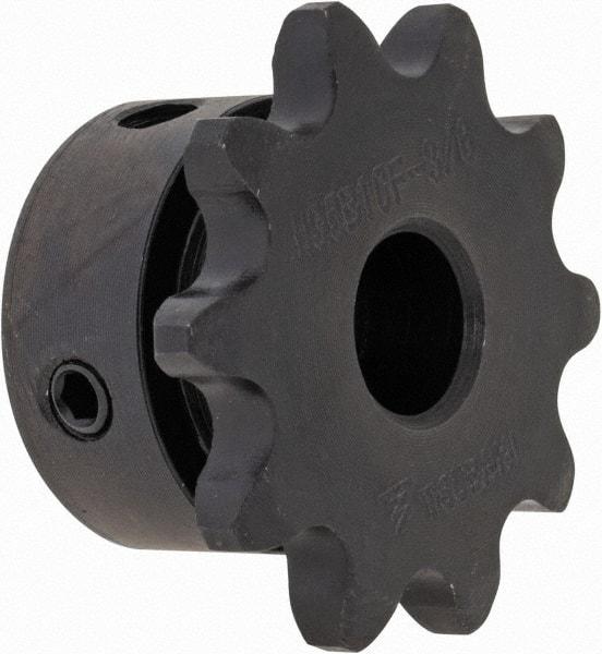 U.S. Tsubaki - 10 Teeth, 3/8" Chain Pitch, Chain Size 35, Finished Bore Sprocket - 3/8" Bore Diam, 1.214" Pitch Diam, 1.38" Outside Diam - Industrial Tool & Supply