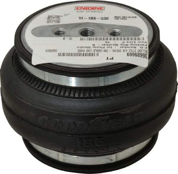 Value Collection - 100 psi Actuation: 880 Lb Ext, 2,115 Lb Compr, 3/8-16 & 3/8-16, 3" Stroke Len, Bellow Single Convolute Air Spring - 4.8" Extended Height, 1.8" Compressed Height, 6-1/2" Max OD at 100 psi, 290 to 1,960 Lb Capacity - Industrial Tool & Supply