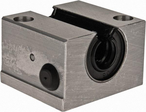 Thomson Industries - 12mm Inside Diam, 750 Lbs. Dynamic Capacity, Open Single Pillow Block Linear Bearing - 28mm Overall Height x 43" Overall Width, 23mm Btw Mount Hole Centers - Industrial Tool & Supply