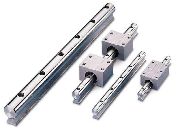 Thomson Industries - 1-1/2" Shaft Diam, 0.93" Base Width, Steel Shaft, Steel Rail, Round Shaft Assemblies - 3/8 Bolt, 48" Long - Industrial Tool & Supply