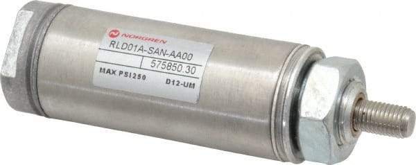 Norgren - 1" Stroke x 1-1/16" Bore Single Acting Air Cylinder - 1/8 Port, 5/16-24 Rod Thread - Industrial Tool & Supply