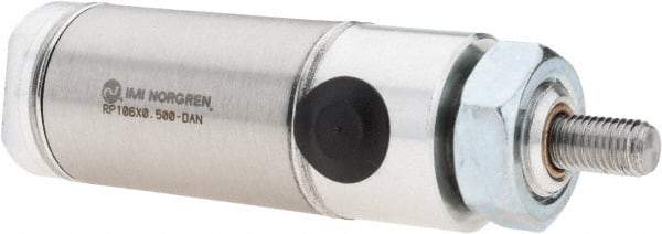 Norgren - 1/2" Stroke x 1-1/16" Bore Double Acting Air Cylinder - 1/8 Port, 5/16-24 Rod Thread - Industrial Tool & Supply