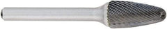 OSG - 3/4" Cut Diam, 1/4" Shank Diam, Tree Head Fluted Cut Burr - Carbide, Radius End, 1" LOC, 2" OAL - Industrial Tool & Supply