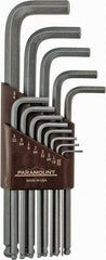 Paramount - 13 Piece L-Key Ball End Hex Key Set - Hex Range 0.05 to 3/8", 7-1/4" OAL, Steel - Industrial Tool & Supply