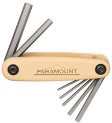 Paramount - 7 Piece Fold-Up Hex Key Set - Hex Range 2 to 8mm, 4-1/2" OAL, Steel - Industrial Tool & Supply
