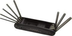 Paramount - 8 Piece T9 to T40 Steel Fold-Up Torx Key Set - 4-1/2" OAL, T9, T10, T15, T20, T25, T27, T35, T40 Torx Size - Industrial Tool & Supply