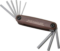 Paramount - 9 Piece Fold-Up Hex Key Set - Hex Range 5/64 to 1/4", 4-1/2" OAL, Steel - Industrial Tool & Supply