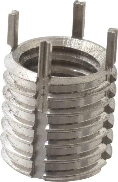 Recoil - 7/16-14 Internal, 9/16-12 External, 14mm Insert Length, Thin Wall Keylocking Thread Inserts - Stainless Steel, Passivated Finish, Grade 303 - Industrial Tool & Supply