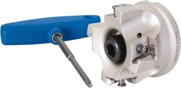 Iscar - 4 Inserts, 2-1/2" Cut Diam, 1" Arbor Diam, 0.63" Max Depth of Cut, Indexable Square-Shoulder Face Mill - 0/90° Lead Angle, 1-3/4" High, T490 LN.T 1607 Insert Compatibility, Through Coolant, Series Helitang - Industrial Tool & Supply