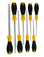 8 Piece - 1/8 - 3/8" - Ball End Hex Screwdriver MagicRing® Screw Holding SoftFinish® Cushion Grip - Industrial Tool & Supply