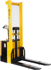 Vestil - 2,000 Lb Capacity, 62" Lift Height, Battery Powered Stacker - 3-3/8" Lowered Height, 42" Fork Length, 26-3/4" Overall Width - Industrial Tool & Supply