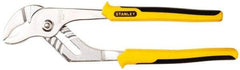 Stanley - 10-1/2" OAL, 1-1/4" Jaw Length, 7 Position Groove Joint Tongue & Groove Pliers - Serrated Curved Jaws, Curved Head, Dual Dipped Handles - Industrial Tool & Supply