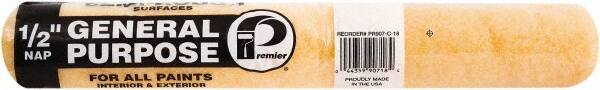 Premier Paint Roller - 1/2" Nap, 18" Wide Paint Roller Cover - Semi-Rough Texture, Polyester - Industrial Tool & Supply