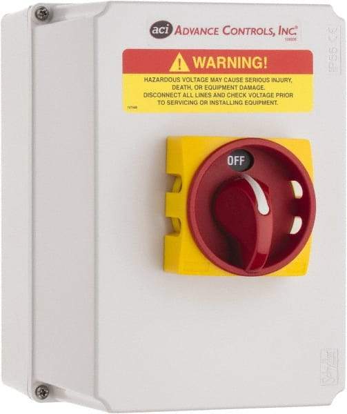 ACI - 3 Phase, 110 to 460V, 3 Pole, 4X, Enclosed Nonfused Cam & Disconnect Switch - 5.9 Inch Wide x 8.6 Inch High x 5.9 Inch Deep - Industrial Tool & Supply