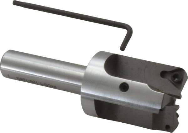 Everede Tool - 1-3/16 Inch Diameter, Interchangeable Pilot, Straight 1/2 Inch Shank Diameter, 3 Insert, Indexable Counterbore - 3.2 Inch Overall Length, TPGH 215 Insert, 3/16 Inch Pilot Hole Diameter Compatibility - Industrial Tool & Supply
