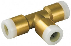 Watts - 3/4 x 3/4 x 1/2" Outside Diam, Brass Push-to-Connect Tube Union Tee - 80 Max psi, Tube to Tube Connection, Buna O-Ring, Lead-Free - Industrial Tool & Supply