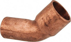 Mueller Industries - 1/4" Wrot Copper Pipe 45° Elbow - FTG x C, Solder Joint - Industrial Tool & Supply