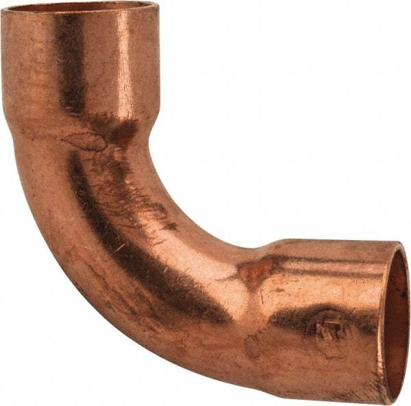 Mueller Industries - 1/2" Wrot Copper Pipe 90° Long Radius Elbow - C x C, Solder Joint - Industrial Tool & Supply