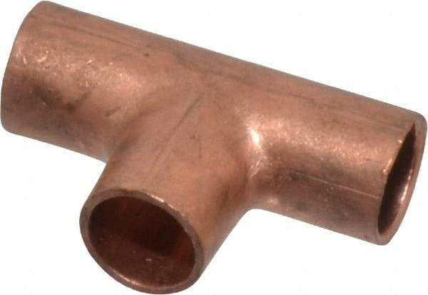 Mueller Industries - 1/8" Wrot Copper Pipe Tee - C x C x C, Solder Joint - Industrial Tool & Supply