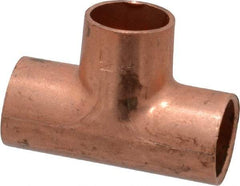 Mueller Industries - 1/4" Wrot Copper Pipe Tee - C x C x C, Solder Joint - Industrial Tool & Supply