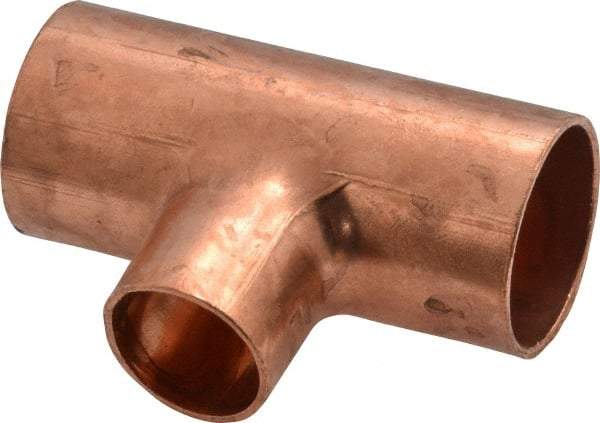 Mueller Industries - 3/4 x 3/4 x 1/2" Wrot Copper Pipe Tee - C x C x C, Solder Joint - Industrial Tool & Supply