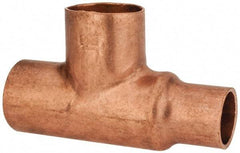Mueller Industries - 3/4 x 1/2 x 3/4" Wrot Copper Pipe Tee - C x C x C, Solder Joint - Industrial Tool & Supply